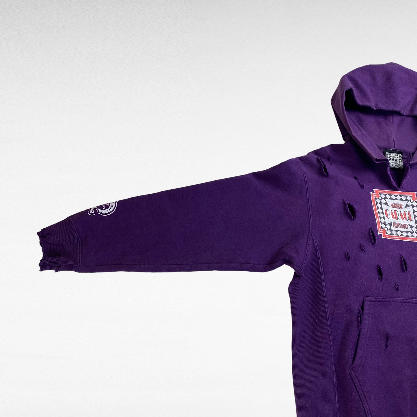 CARACE Remake Boro Reverse Weave Sweat Hoodie Purple Size M