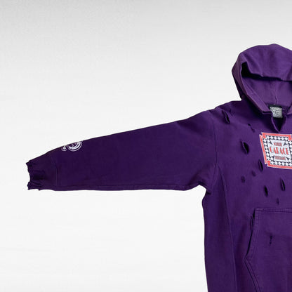 CARACE Remake Boro Reverse Weave Sweat Hoodie Purple Size M