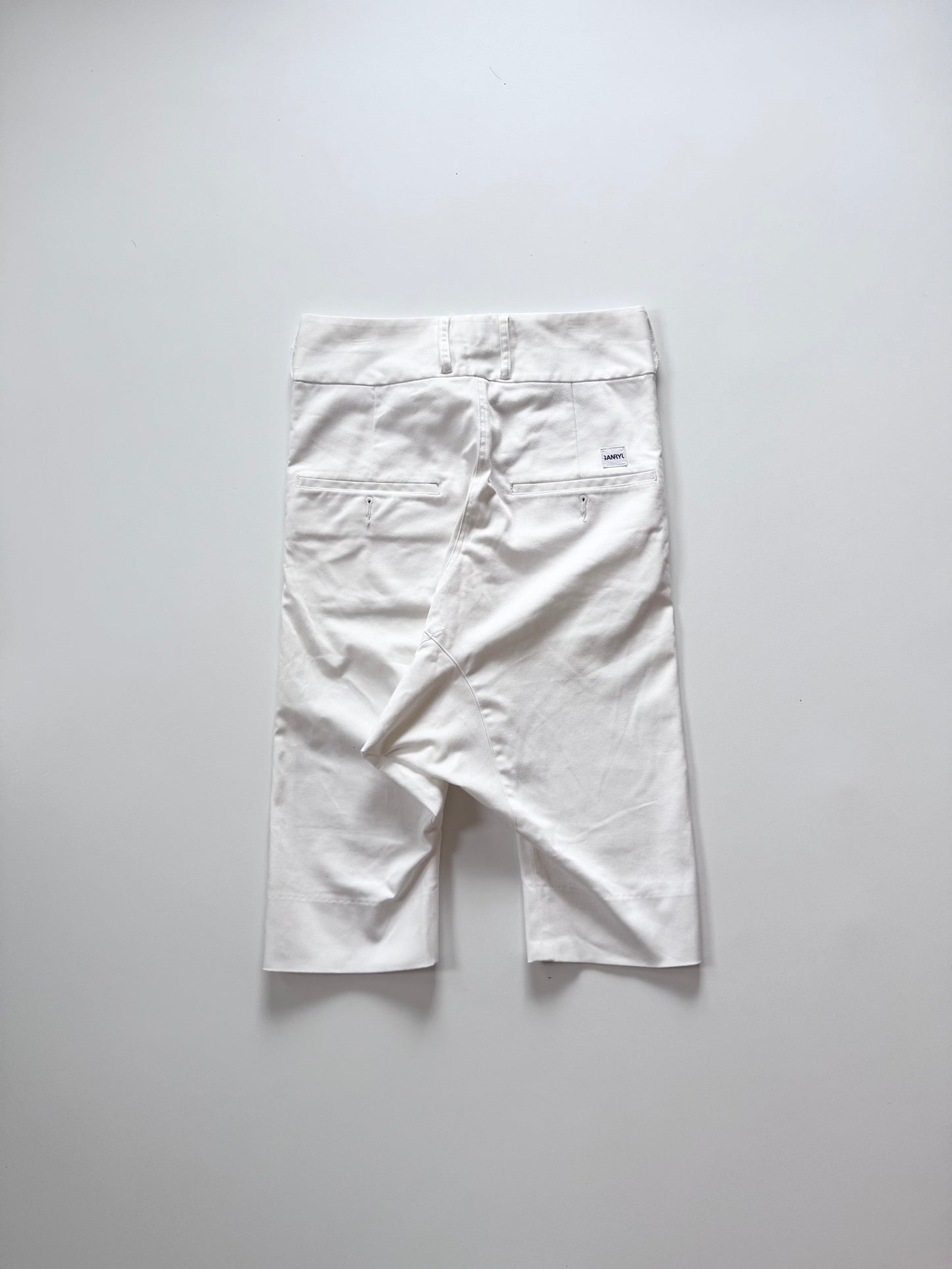 Ganryu White Drop Crotch Cropped Pants