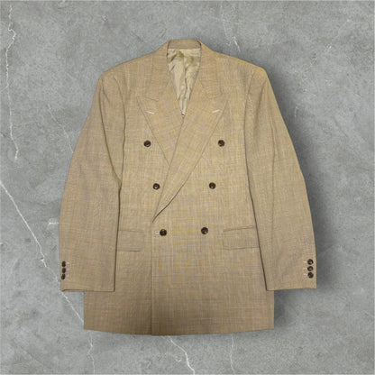 MEN'S BIGI 80s/90s Beige Glen Check Tailored Jacket