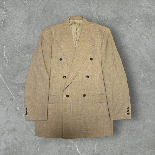 MEN'S BIGI 80s/90s Beige Glen Check Tailored Jacket