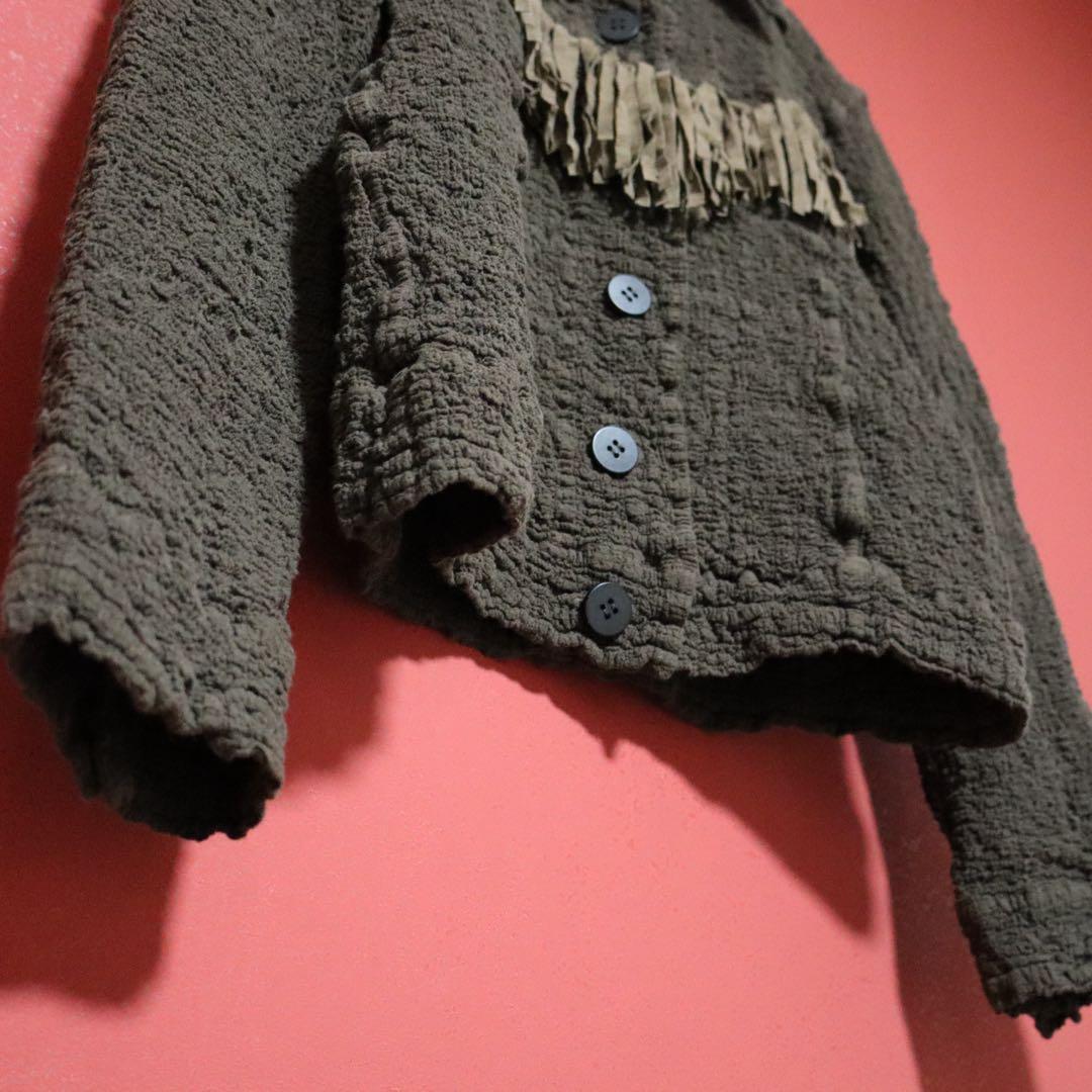 ISSEY MIYAKE 00s me Brown Fringe Popcorn Jacket Size FREE