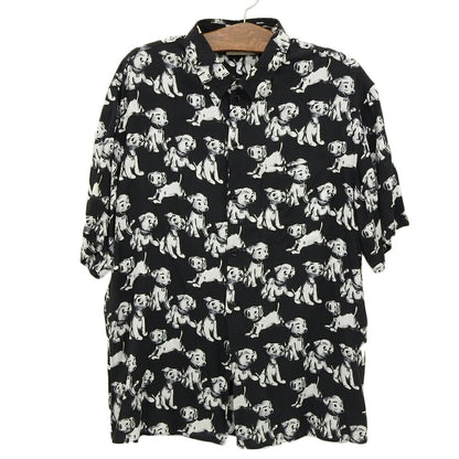 CELINE All-Over Dog Print Shirt Black/White Size 38