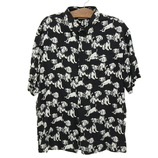 CELINE All-Over Dog Print Shirt Black/White Size 38