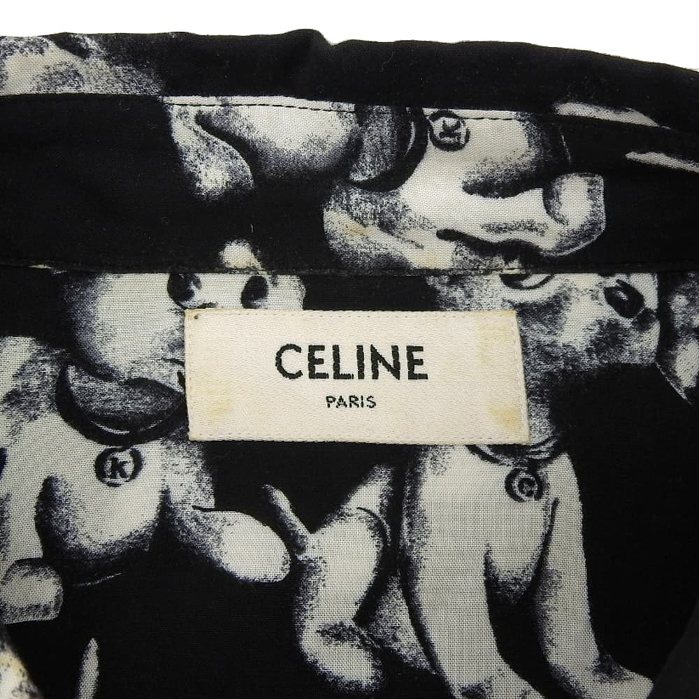 CELINE All-Over Dog Print Shirt Black/White Size 38