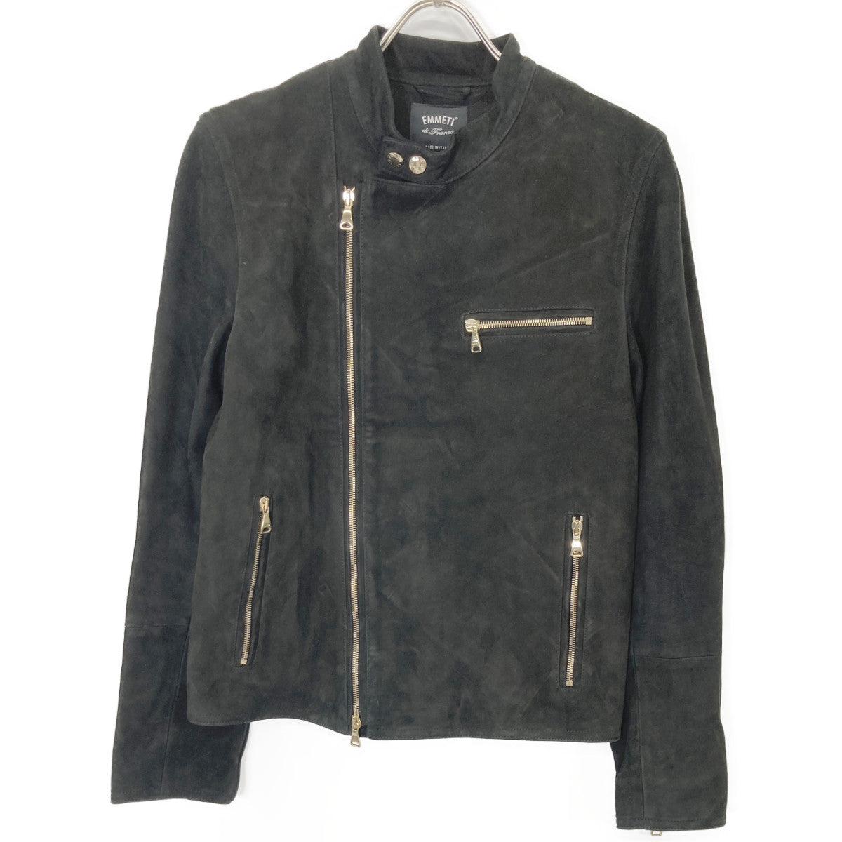 EMMETI Black Goatskin Suede Joseph Riders Jacket Size 44