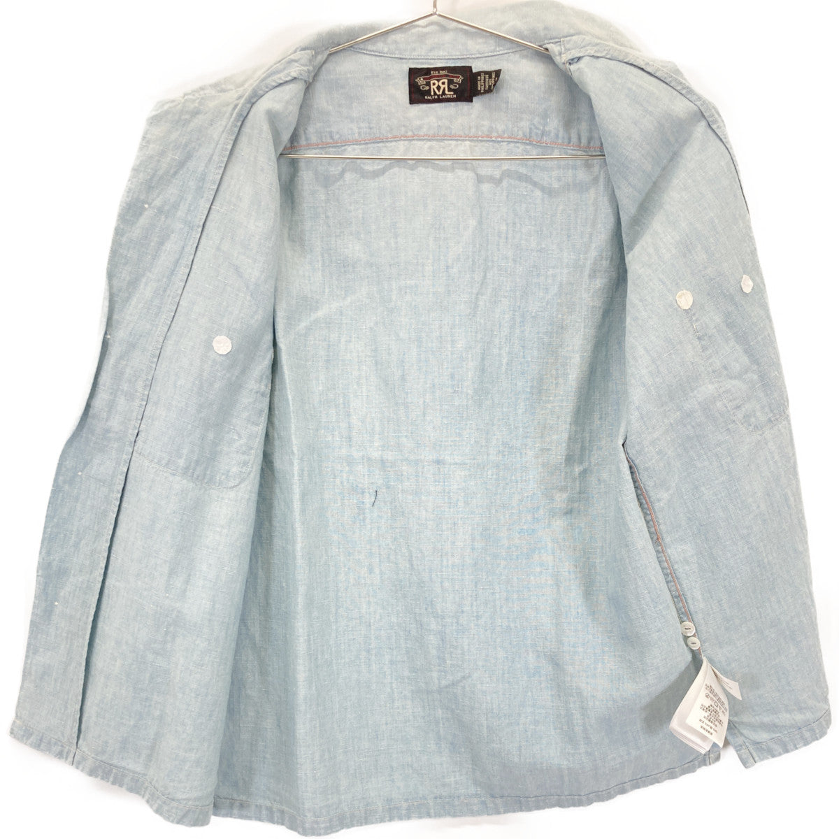 RRL Light Blue Cotton-Linen Open Collar Shirt Size 2