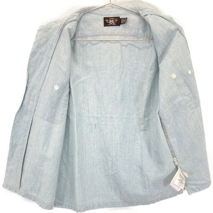 RRL Light Blue Cotton-Linen Open Collar Shirt Size 2