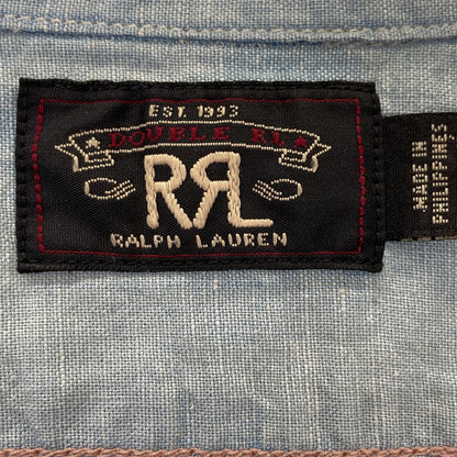 RRL Light Blue Cotton-Linen Open Collar Shirt Size 2