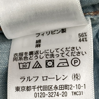 RRL Light Blue Cotton-Linen Open Collar Shirt Size 2