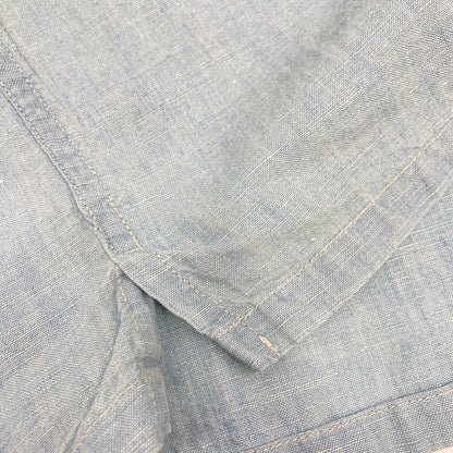 RRL Light Blue Cotton-Linen Open Collar Shirt Size 2