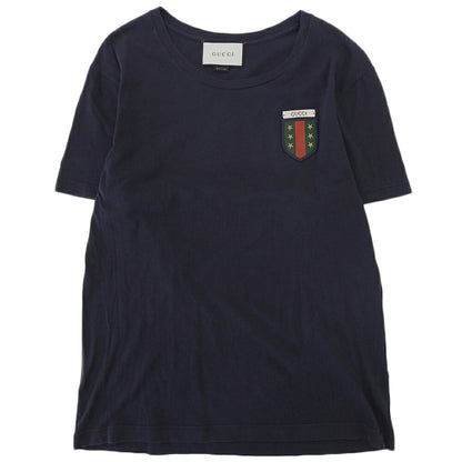 GUCCI Cotton Emblem T-Shirt Navy Size S
