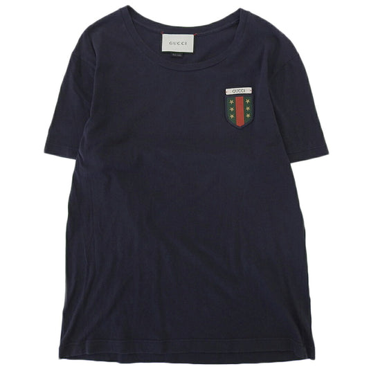 GUCCI Cotton Emblem T-Shirt Navy Size S
