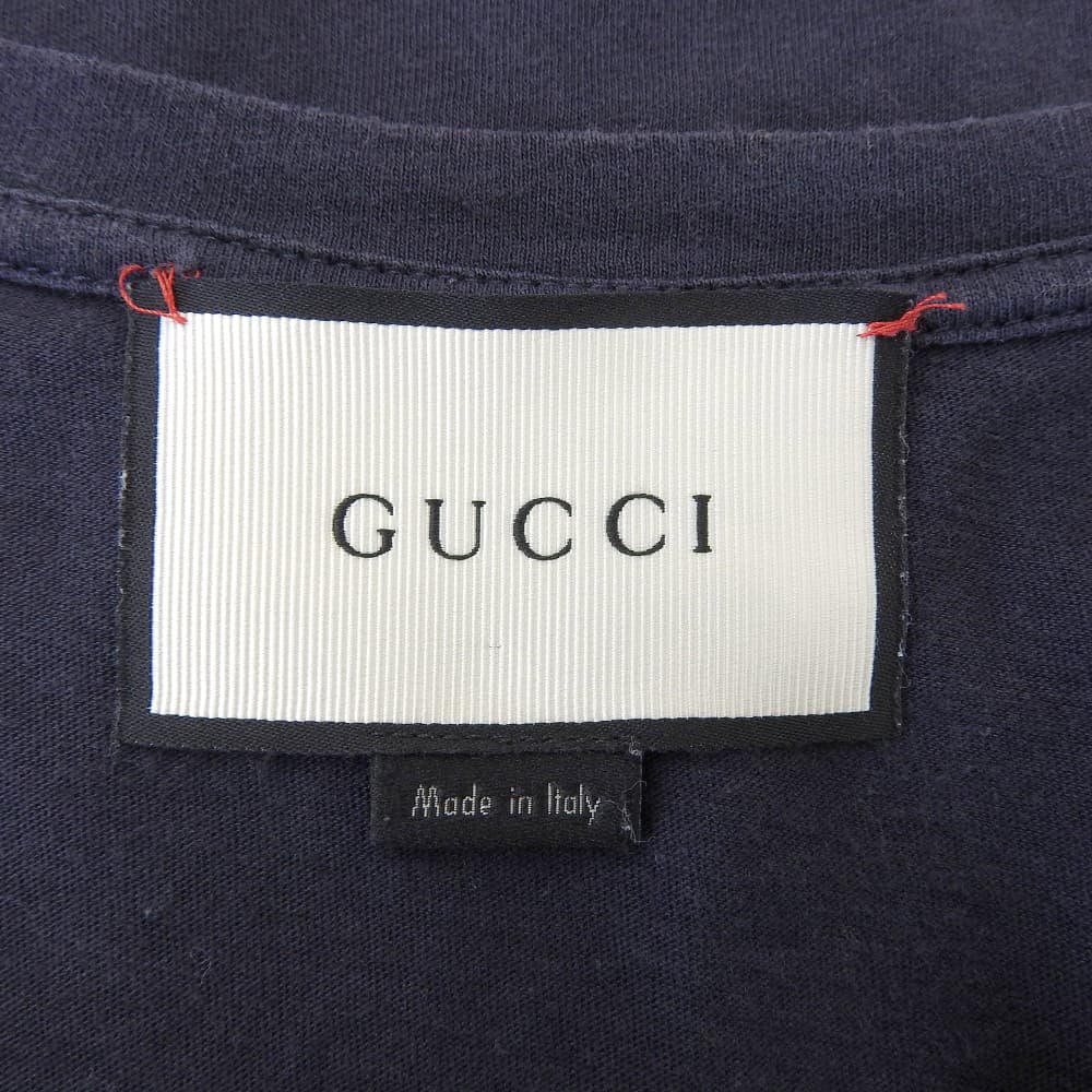 GUCCI Cotton Emblem T-Shirt Navy Size S