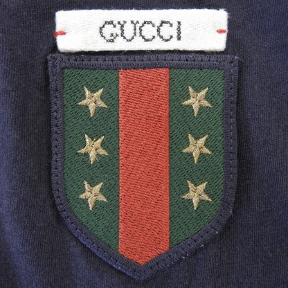 GUCCI Cotton Emblem T-Shirt Navy Size S
