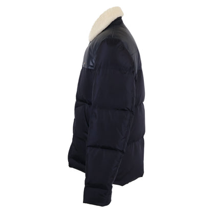 Dior HOMME Navy Boa Collar Lamb Leather Down Jacket Size 50