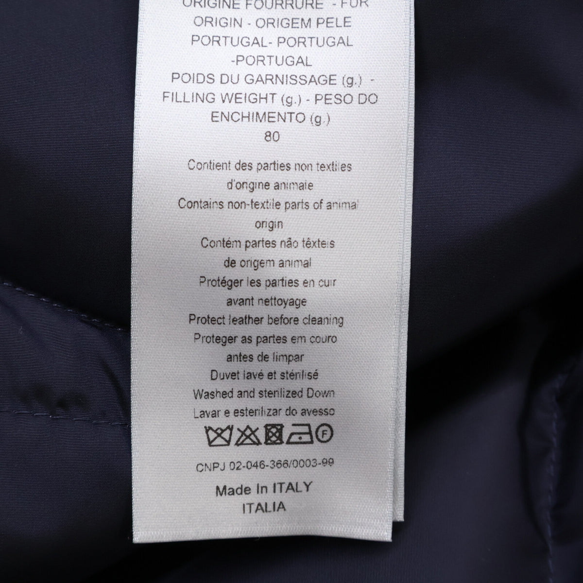 Dior HOMME Navy Boa Collar Lamb Leather Down Jacket Size 50