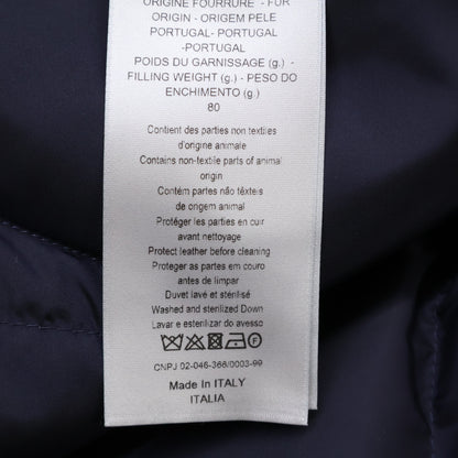 Dior HOMME Navy Boa Collar Lamb Leather Down Jacket Size 50