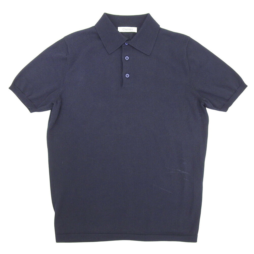 Cruciani 27 Gauge Cotton Knit Polo Navy Size 46