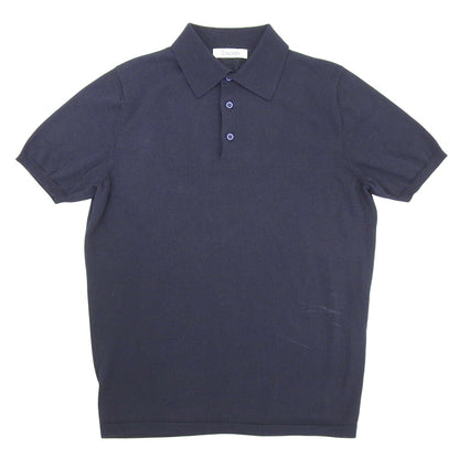 Cruciani 27 Gauge Cotton Knit Polo Navy Size 46