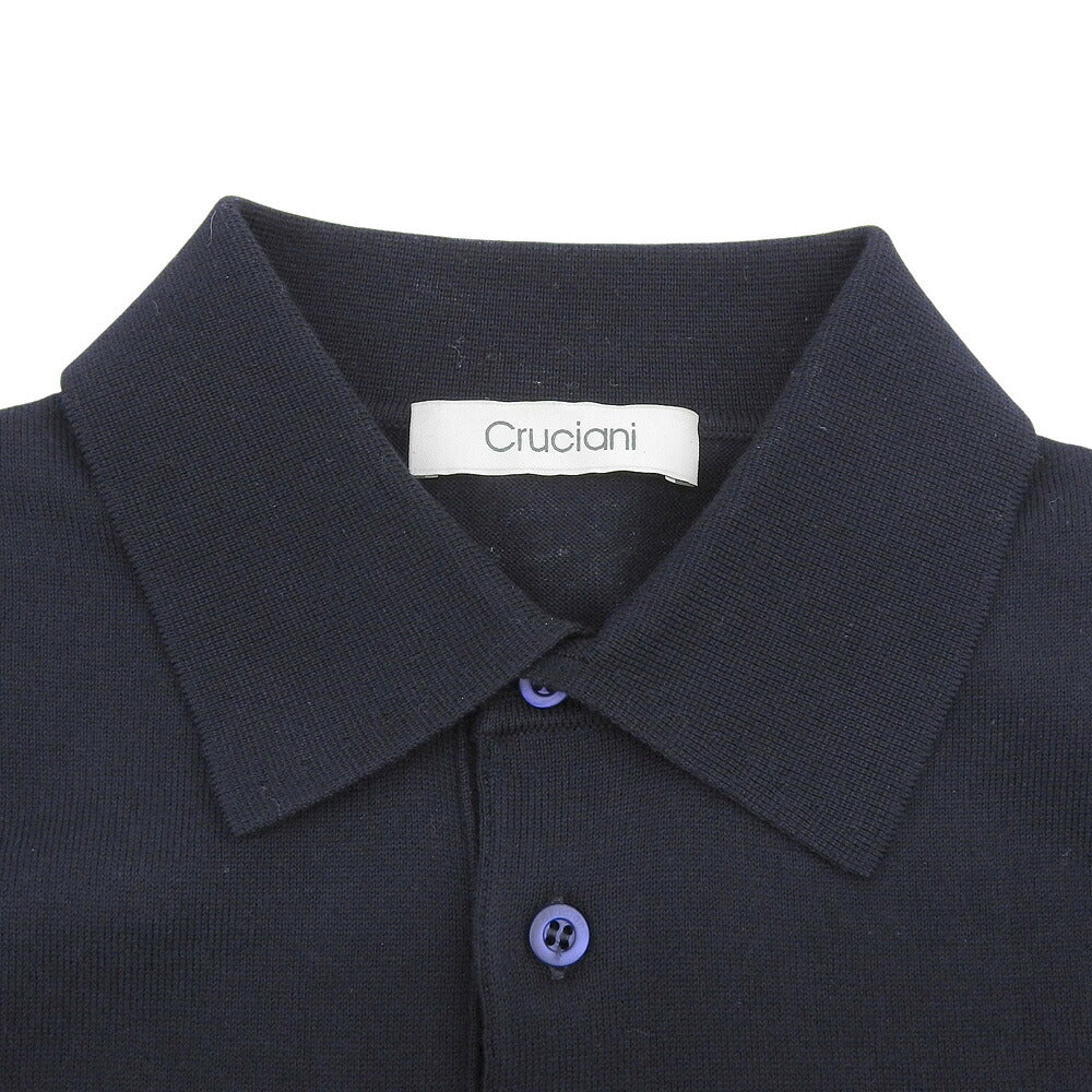 Cruciani 27 Gauge Cotton Knit Polo Navy Size 46