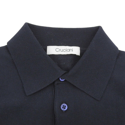 Cruciani 27 Gauge Cotton Knit Polo Navy Size 46