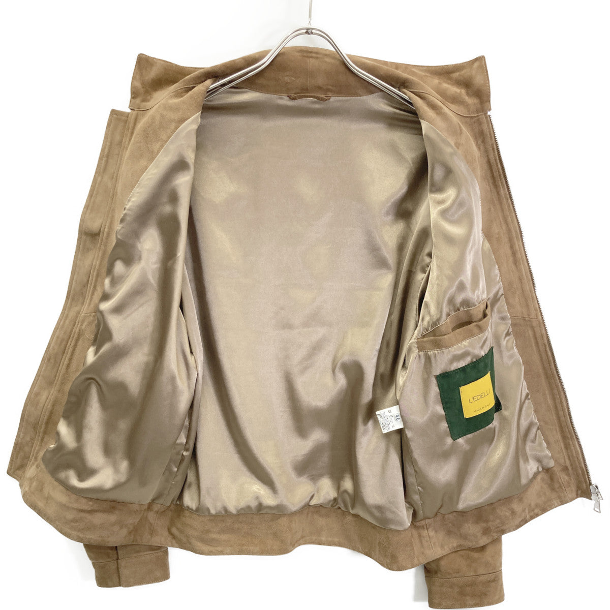 L'EDELLI Brown Lamb Suede Leather Riders Jacket Size 46