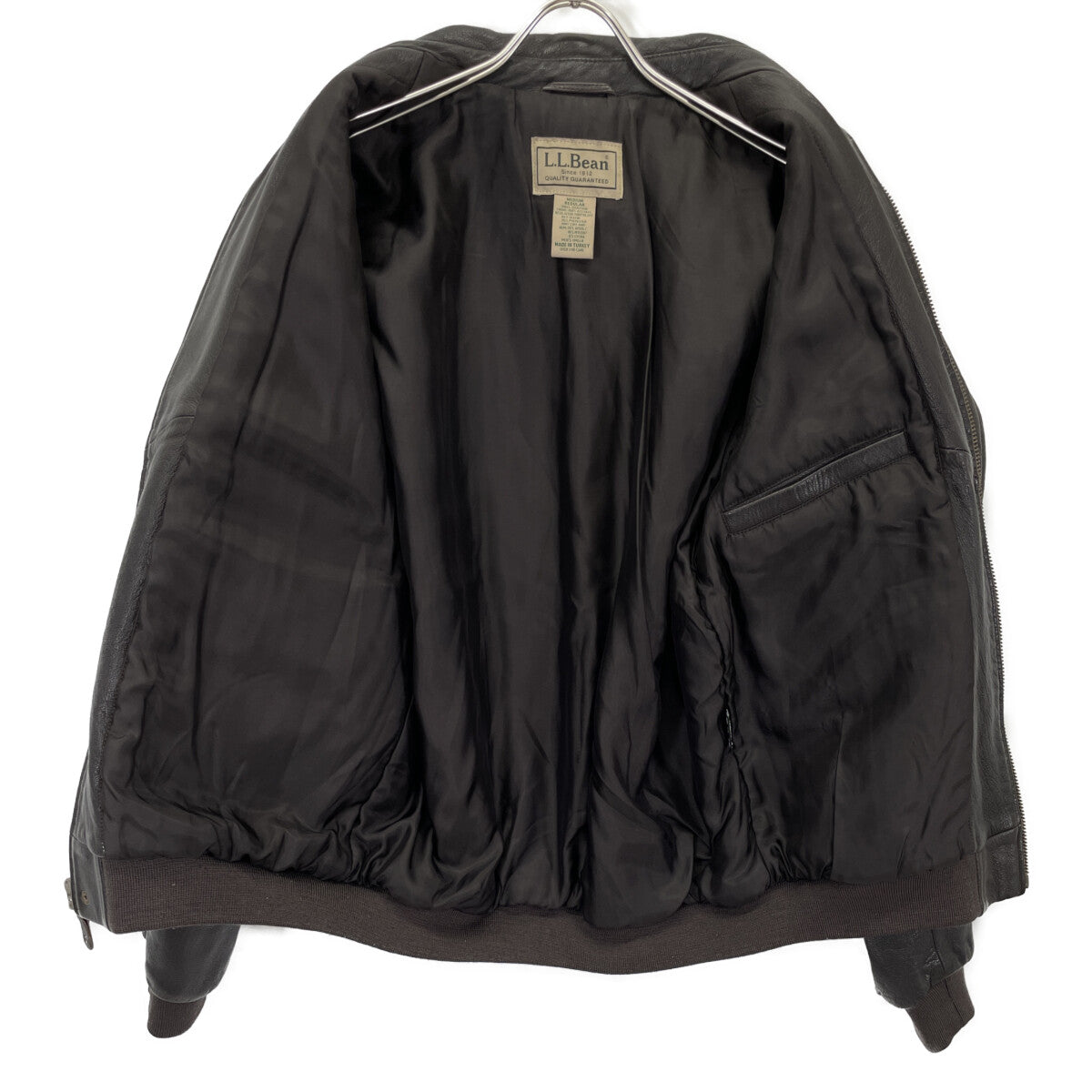 L.L.Bean Made in Turkey Brown Leather Flight Jacket Size L
