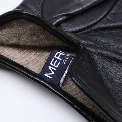 MEROLA Cashmere-Lined Nappa Leather Gloves Black Size 7.5
