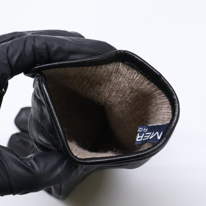MEROLA Cashmere-Lined Nappa Leather Gloves Black Size 7.5