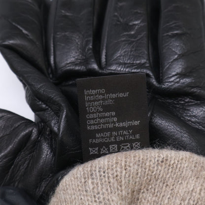 MEROLA Cashmere-Lined Nappa Leather Gloves Black Size 7.5