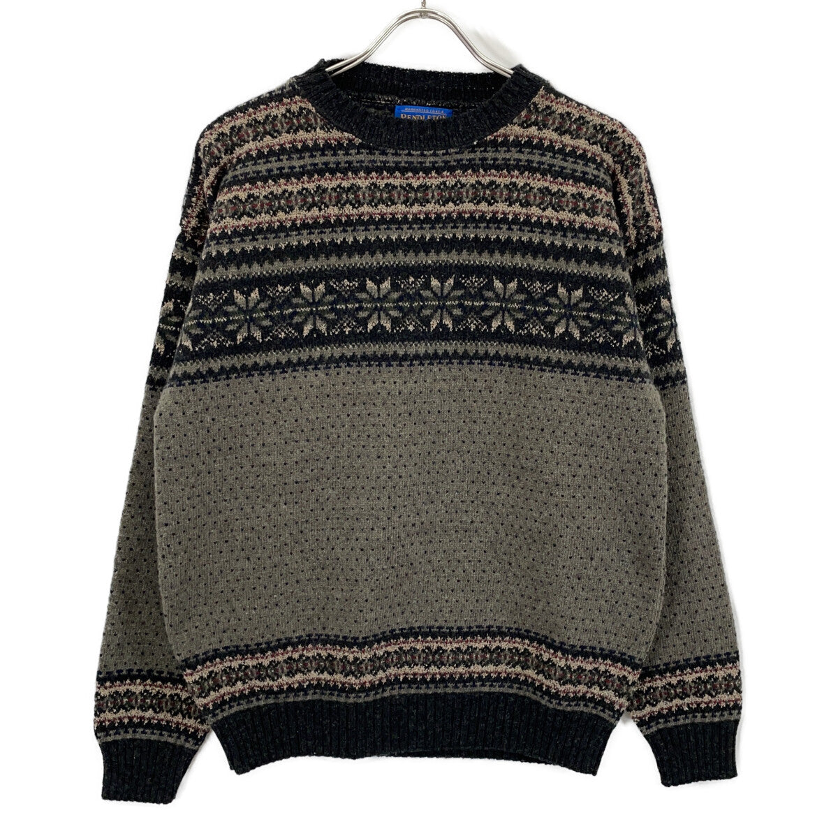 PENDLETON 90s USA Made Fair Isle Sweater Gray/Navy Size S