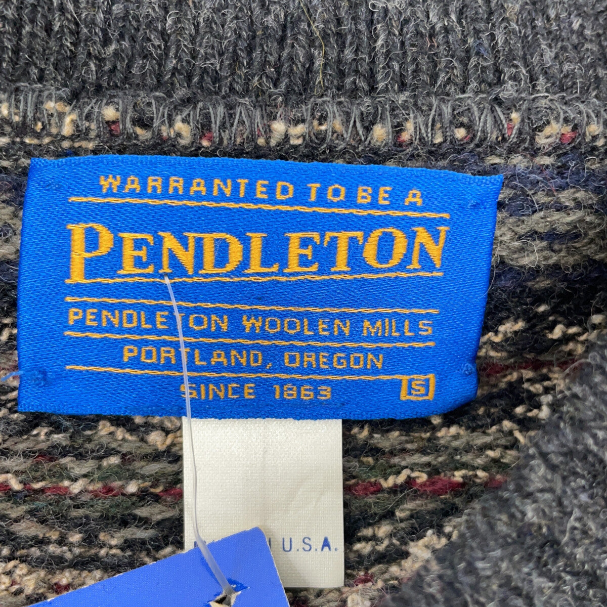 PENDLETON 90s USA Made Fair Isle Sweater Gray/Navy Size S