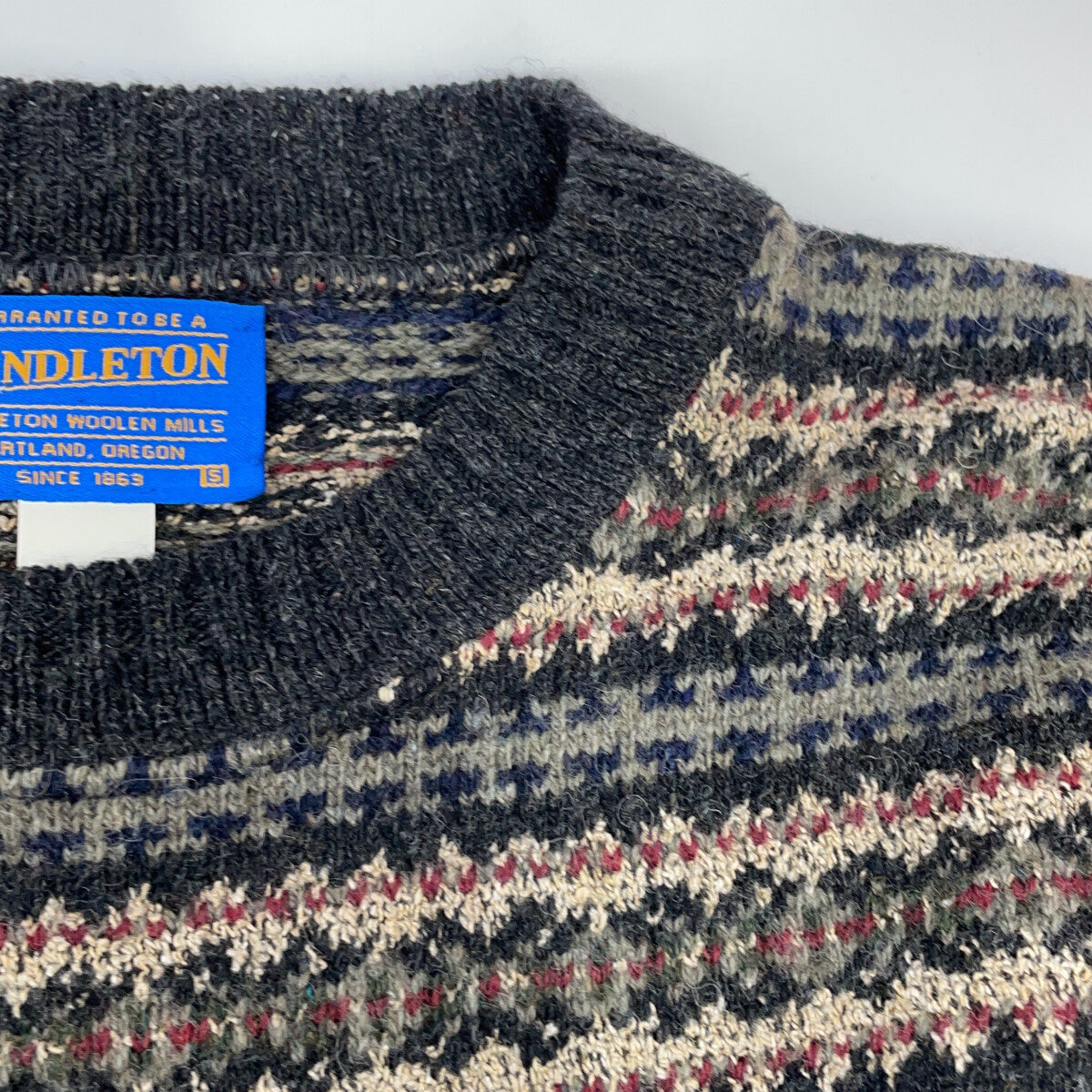 PENDLETON 90s USA Made Fair Isle Sweater Gray/Navy Size S