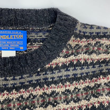 PENDLETON 90s USA Made Fair Isle Sweater Gray/Navy Size S
