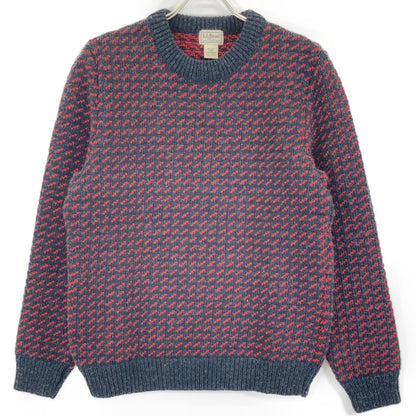 L.L.Bean Norway Made Birdseye Wool Sweater Black/Red Size S