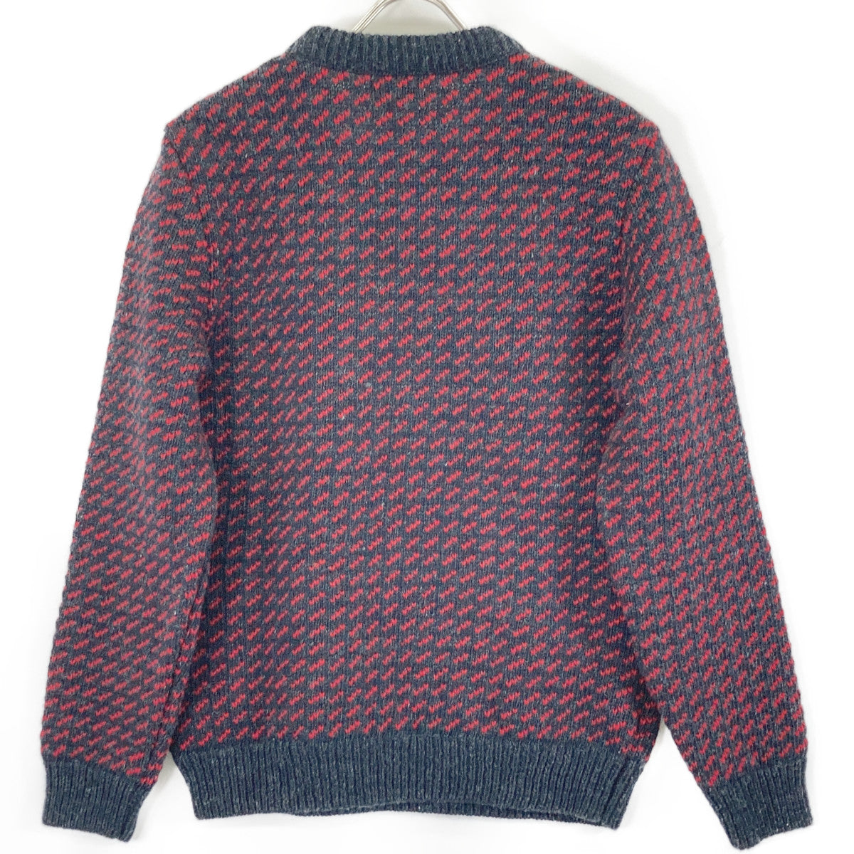 L.L.Bean Norway Made Birdseye Wool Sweater Black/Red Size S