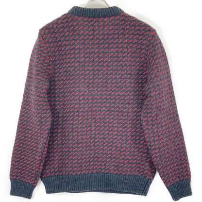 L.L.Bean Norway Made Birdseye Wool Sweater Black/Red Size S