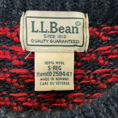 L.L.Bean Norway Made Birdseye Wool Sweater Black/Red Size S