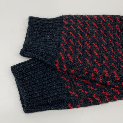 L.L.Bean Norway Made Birdseye Wool Sweater Black/Red Size S