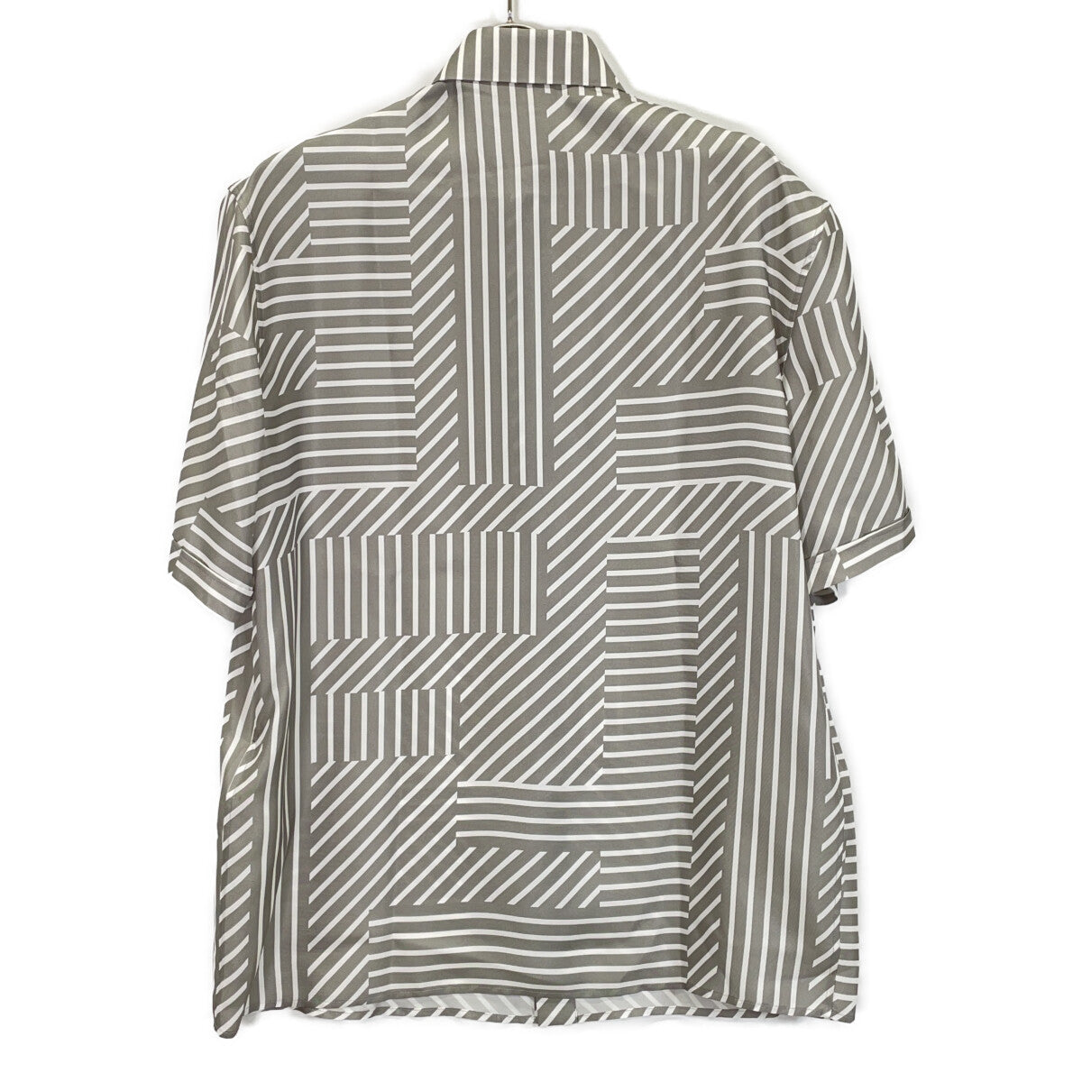 FENDI '23 FS0795 Gray Allover Print Silk Shirt Size 38