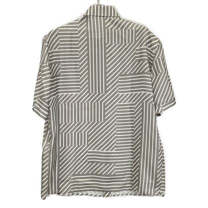 FENDI '23 FS0795 Gray Allover Print Silk Shirt Size 38