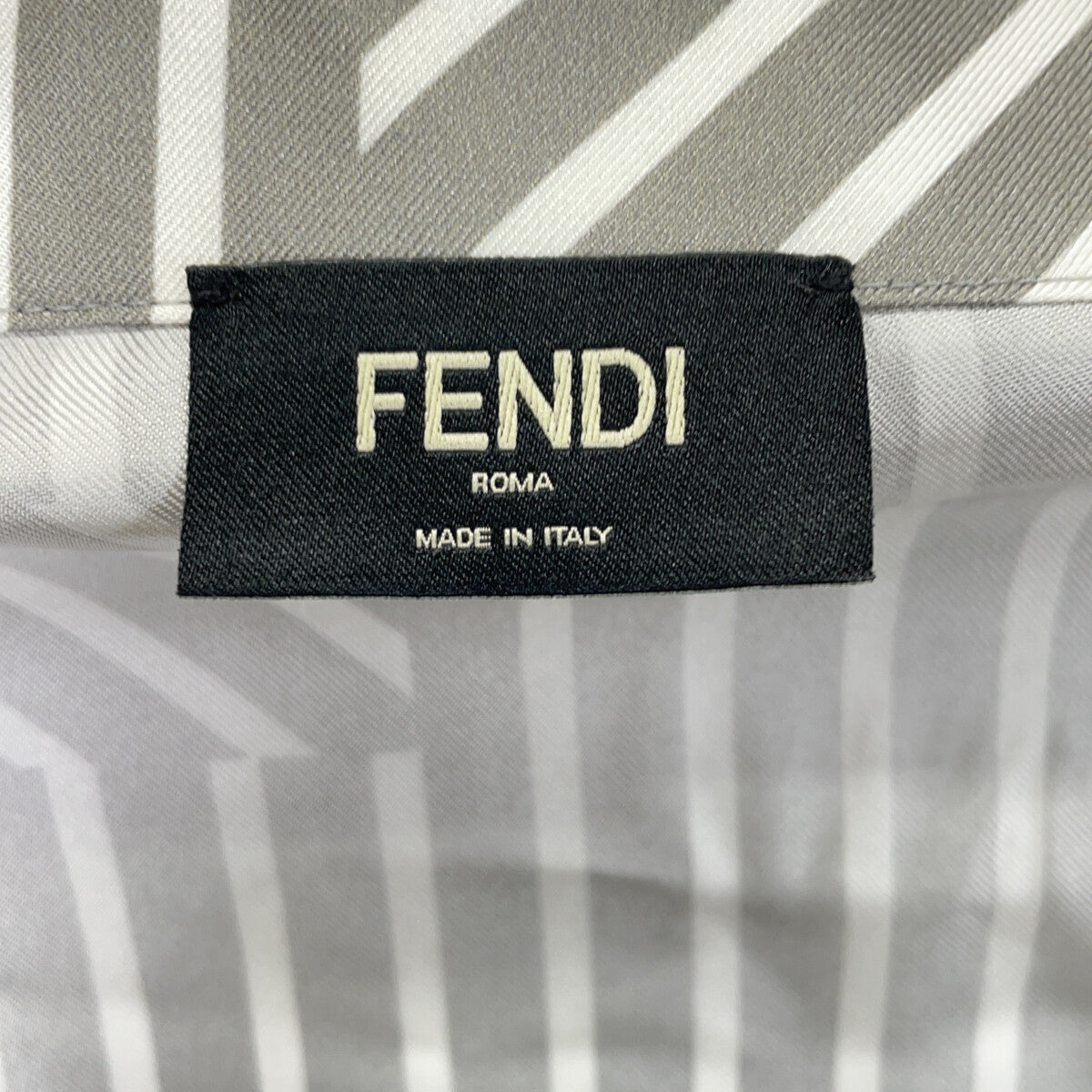 FENDI '23 FS0795 Gray Allover Print Silk Shirt Size 38