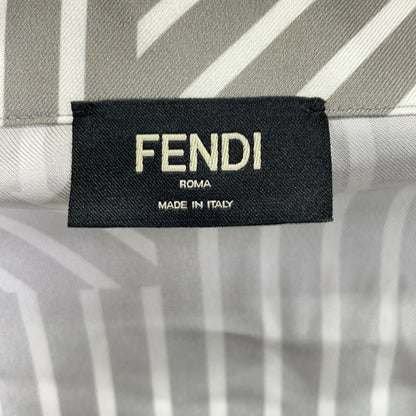 FENDI '23 FS0795 Gray Allover Print Silk Shirt Size 38