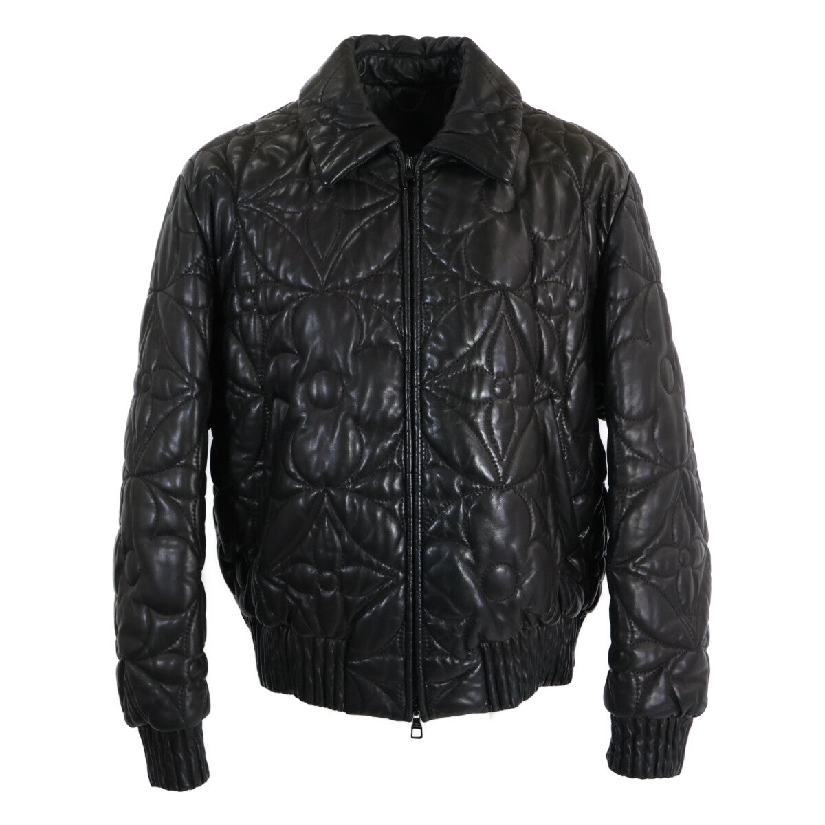 LOUIS VUITTON Monogram Flower Quilted Leather Jacket Size 50