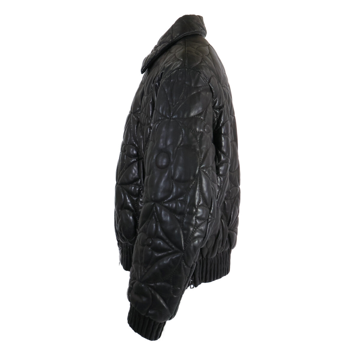 LOUIS VUITTON Monogram Flower Quilted Leather Jacket Size 50