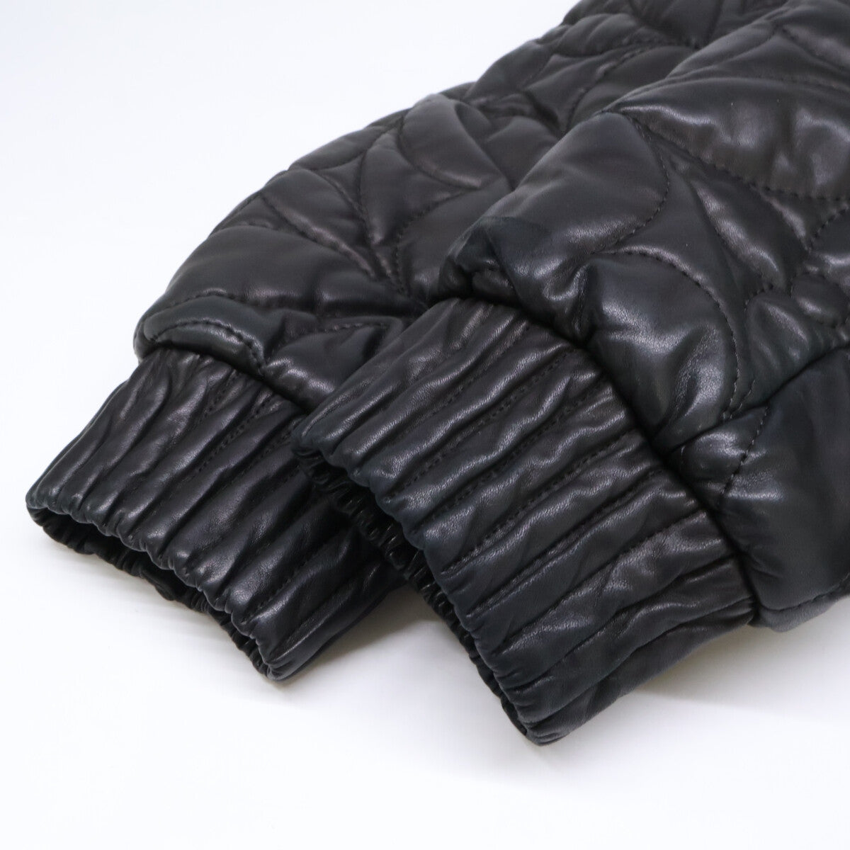 LOUIS VUITTON Monogram Flower Quilted Leather Jacket Size 50