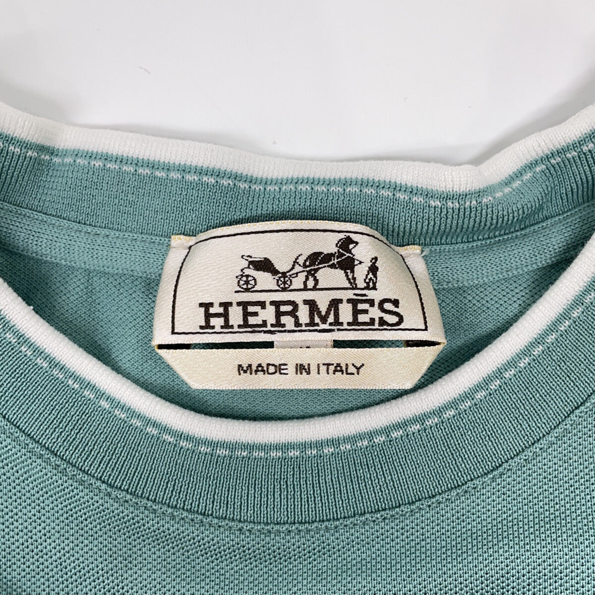 HERMES H-Embroidered S/S T-Shirt Light Green Size XS