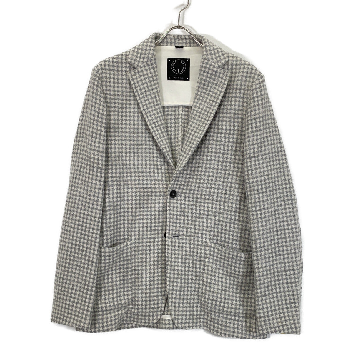 T-JACKET 51G419JR Wool Blazer Ivory/Gray Size 40R