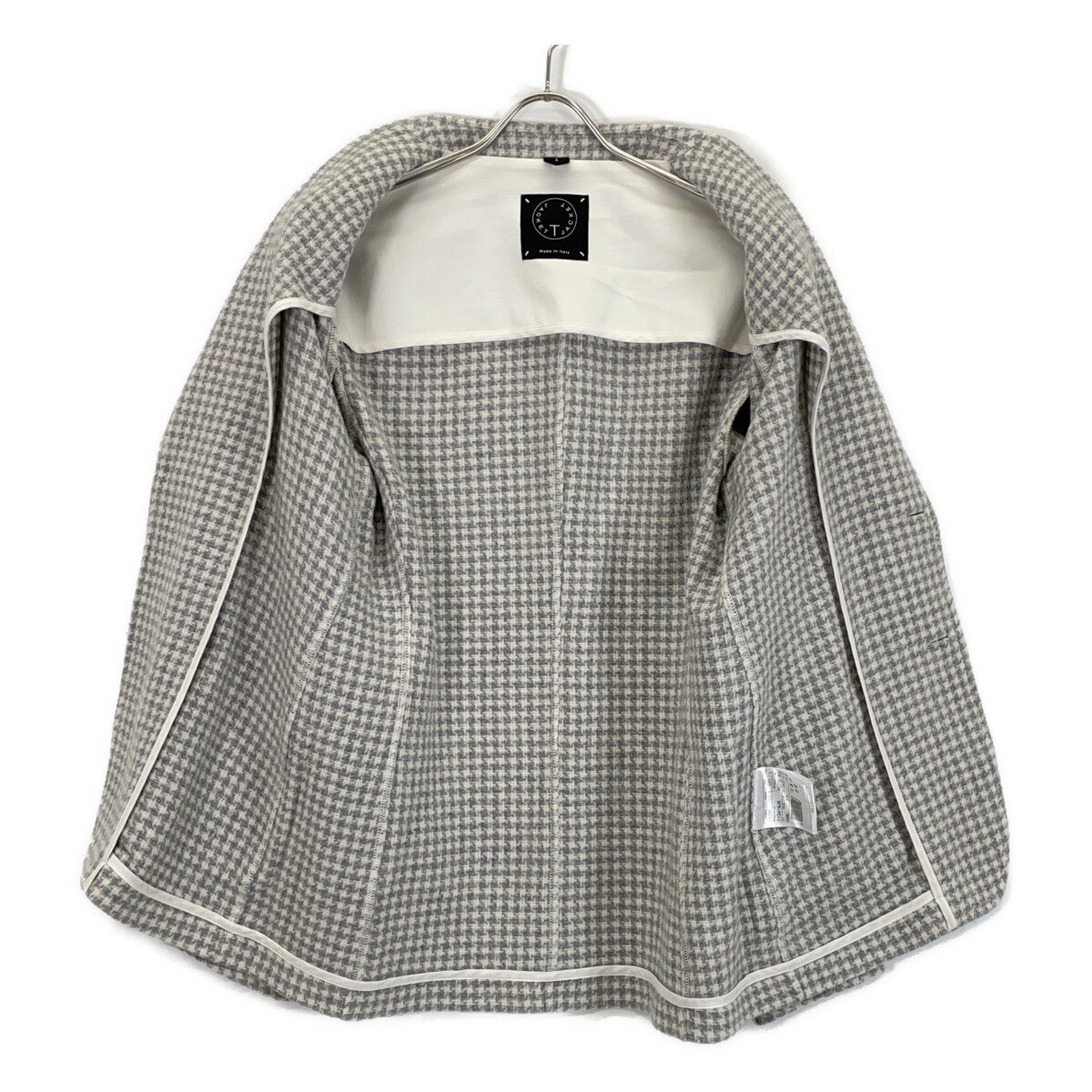 T-JACKET 51G419JR Wool Blazer Ivory/Gray Size 40R